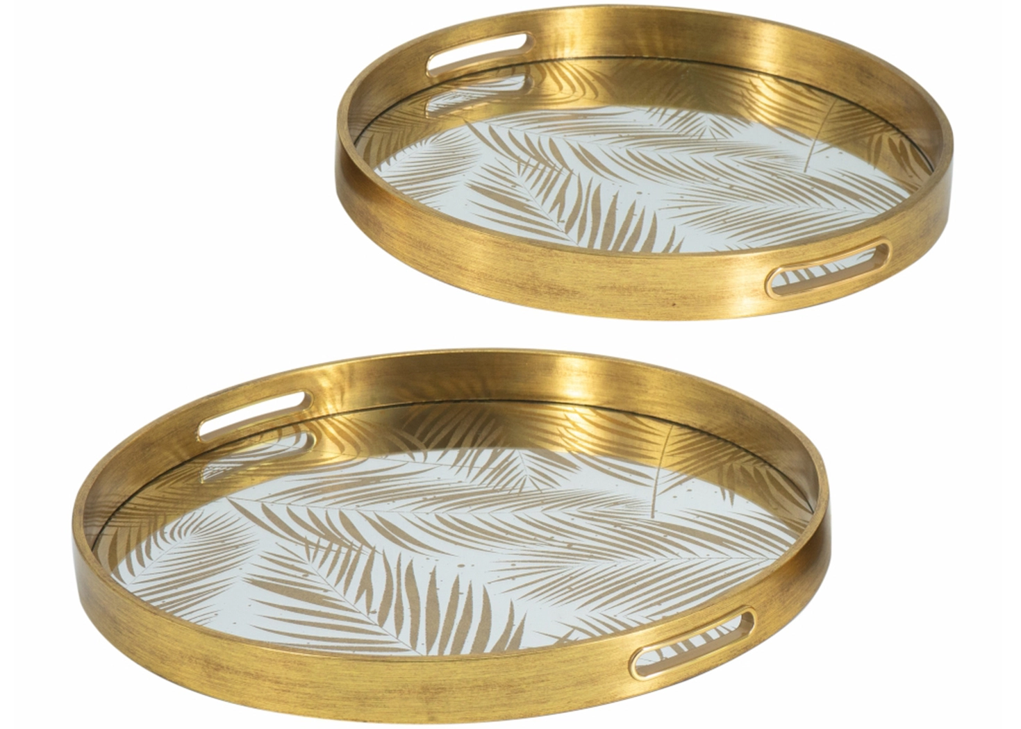 2 ROUND SILVER TRAYS (86743)