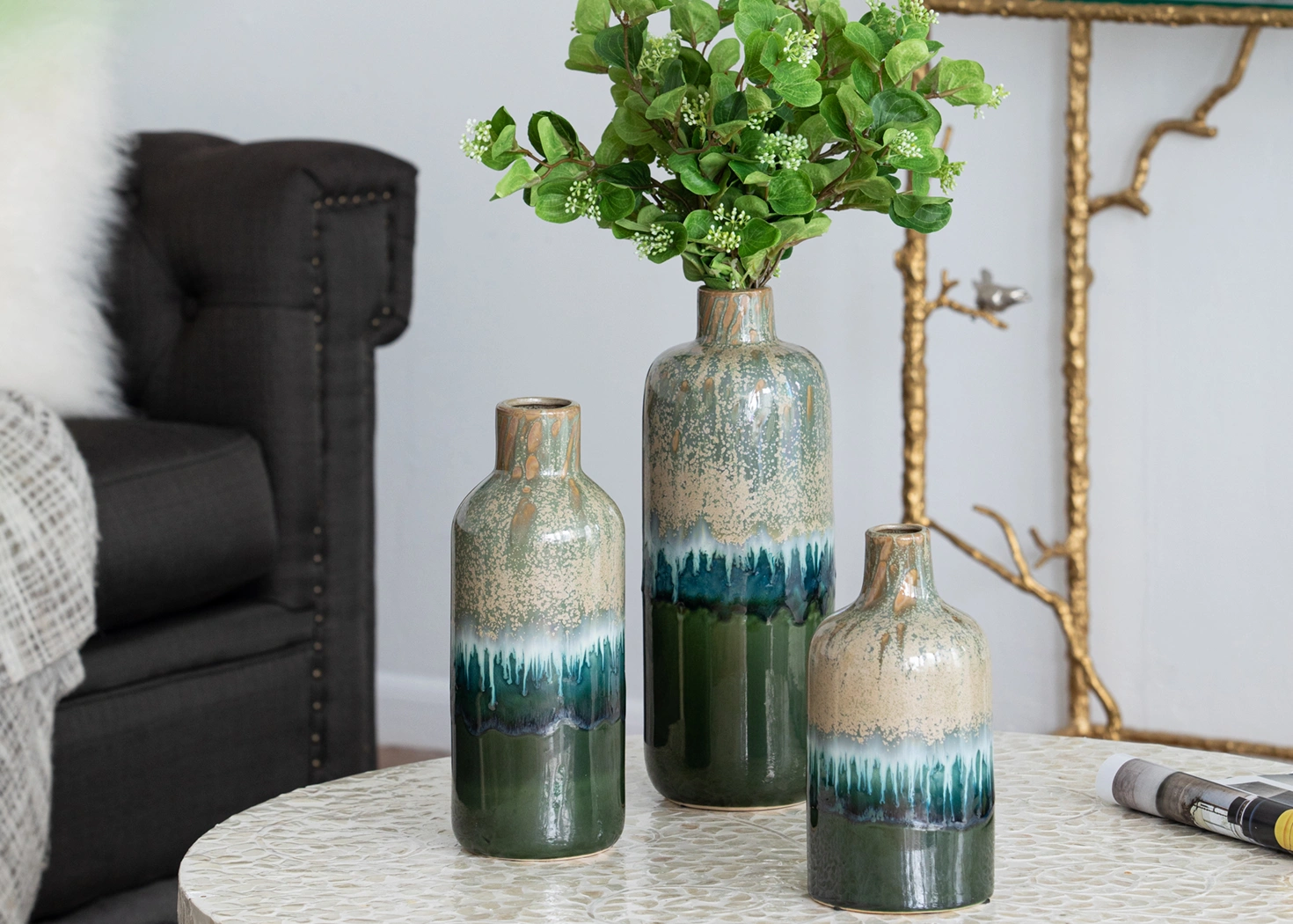 S/3 BLISS VASES L:D5.5X15" M:D4.7X12.5" S:D4.7X10" (60034)