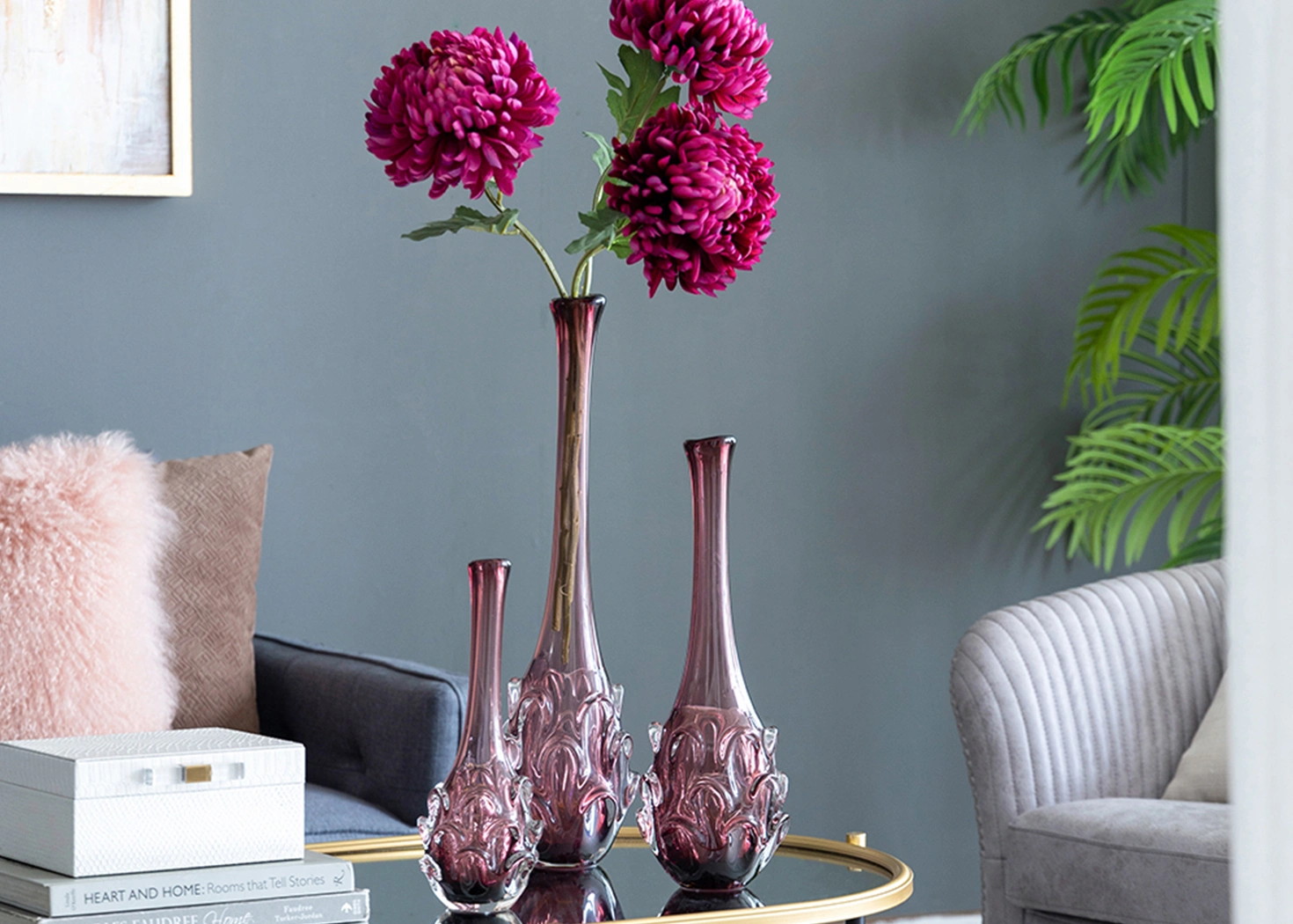 S/3 GLASS VASES L:5.5X5.5X20.5" M:5.5X5.5X16" S:4X4X12" (70324)