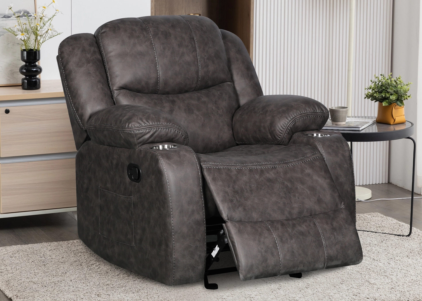 MALTA SINGLE RECLINER- DK. GREY (DT3125B-170)