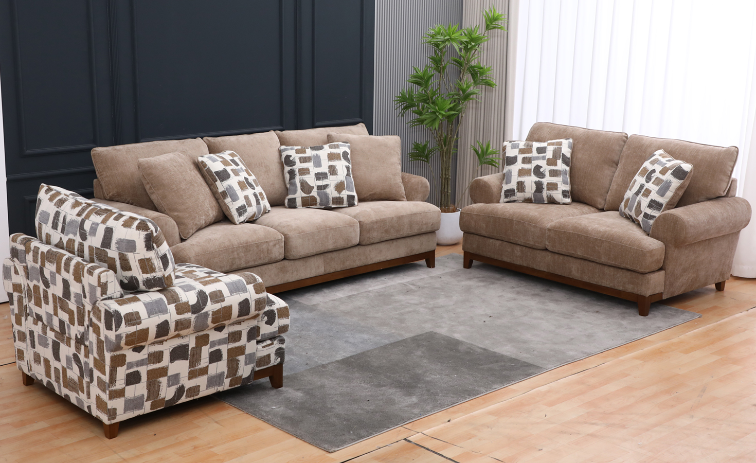 VALENCIA 6 SEATER FABRIC SOFA- MOCHA