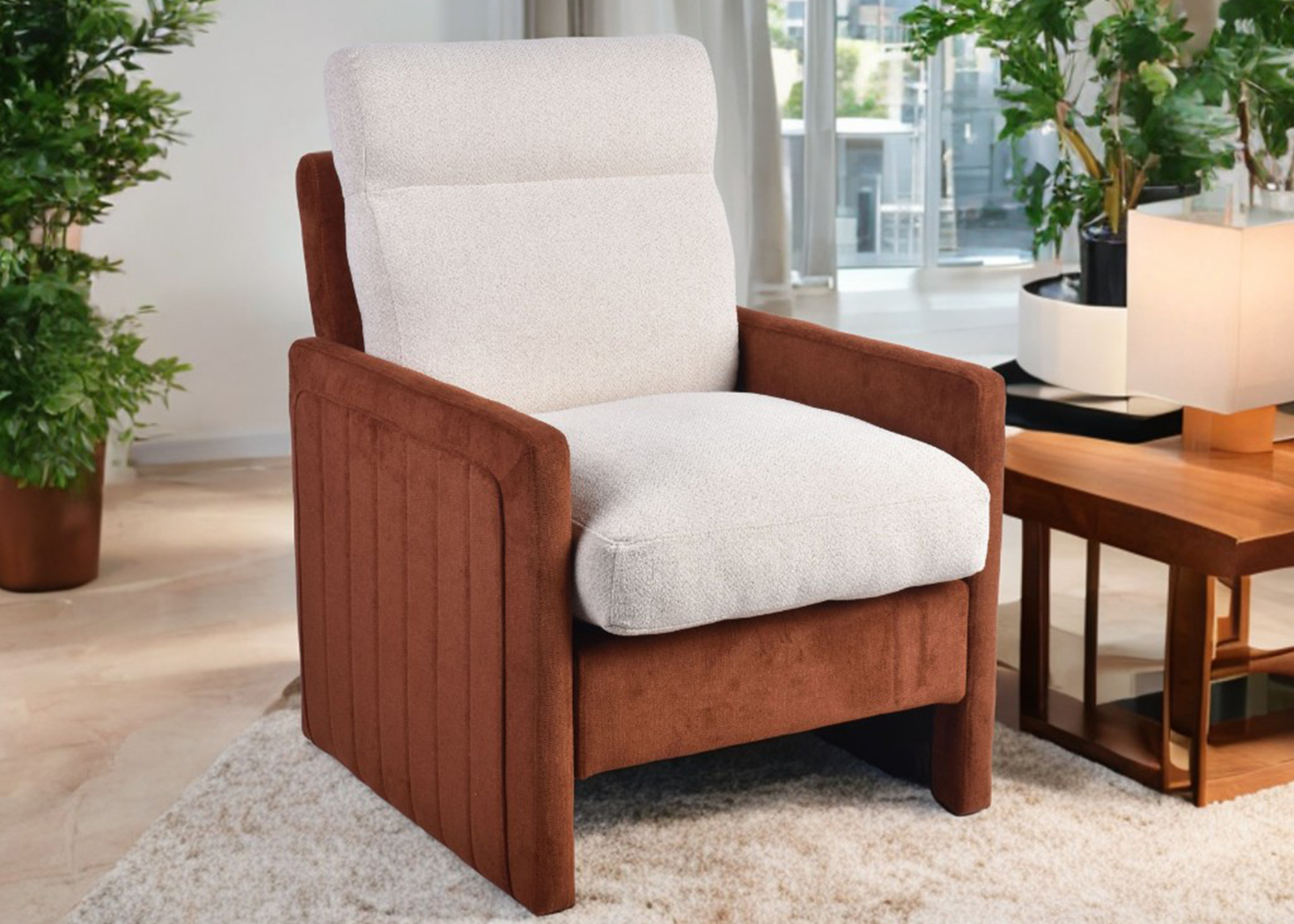 WINDSOR ACCENT CHAIR (90122)-BROWN & BEIGE