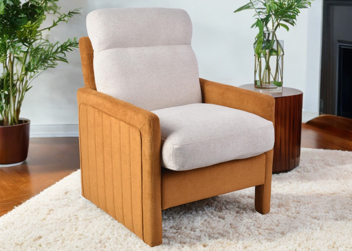 WINDSOR ACCENT CHAIR (90122)-GINGER & BEIGE