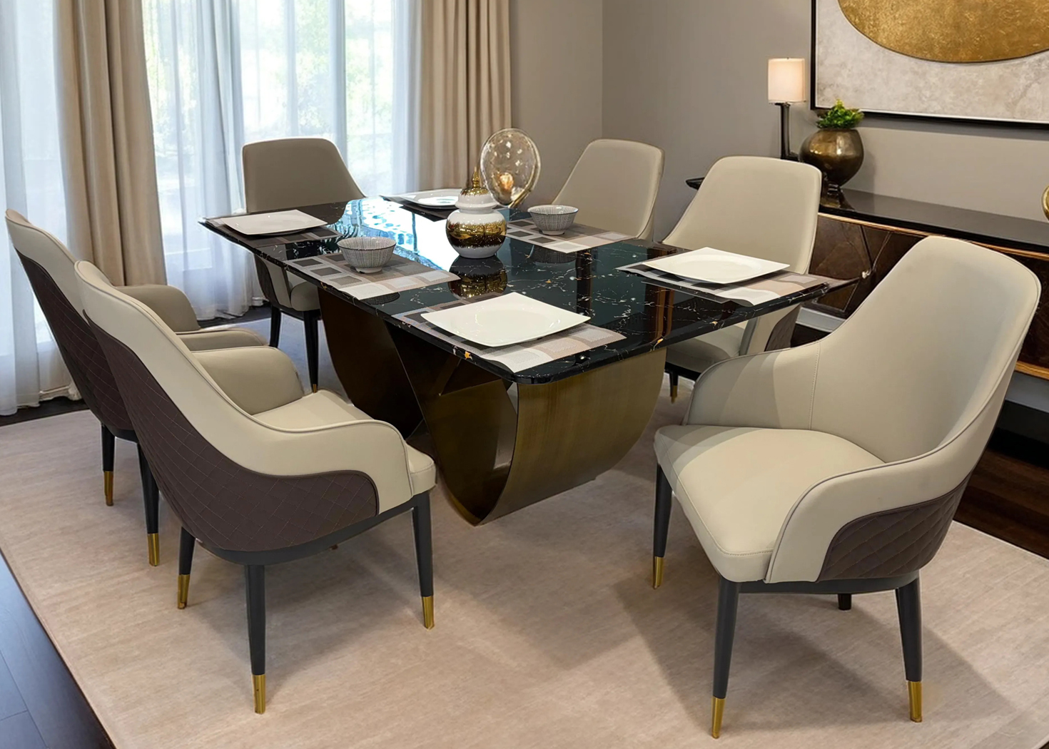 ZENITH 6 SEATER DINING SET (CT082/CY215)