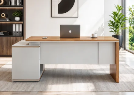 1.8M EXECUTIVE OFFICE DESK- GOLDEN SANDALWOOD/SEAGULL GREY (61NAD001 18)