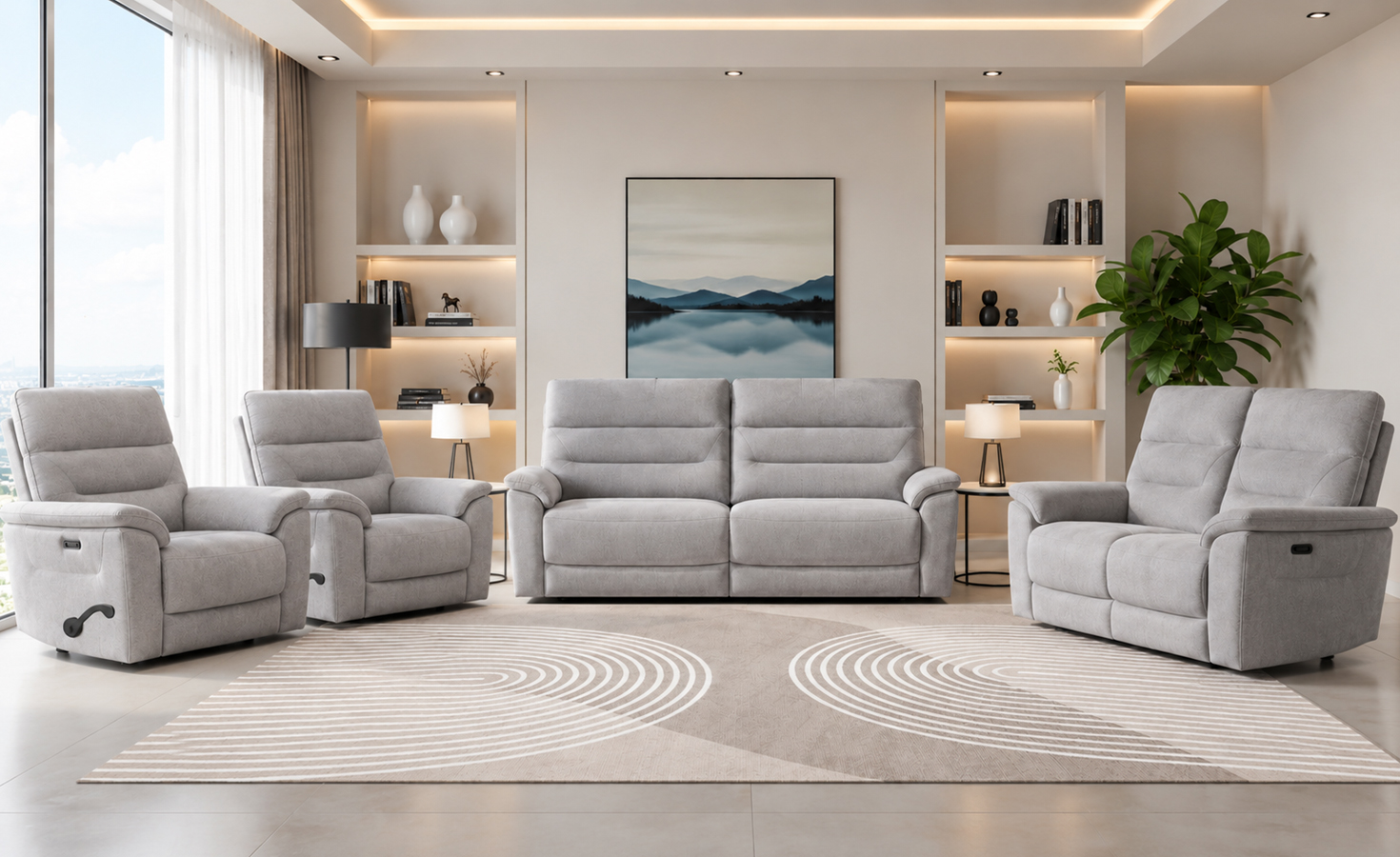 CHEERS 7 SEATER RECLINER SOFA-BEIGE (51599M/1542202)