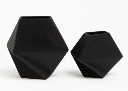 2 PC SET ALUMINIUM RAW CRACKLE VASE (STH-451-L/STH-451-S)