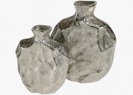 2 PC SET ALUMINIUM RAW NICKEL VASE (STH-831-L/STH-831-S )