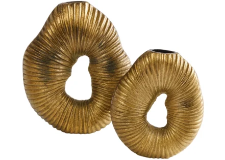 2 PC SET ALUMINIUM RAW OLD BRONZE VASE (STH-339-L/STH-339-S)