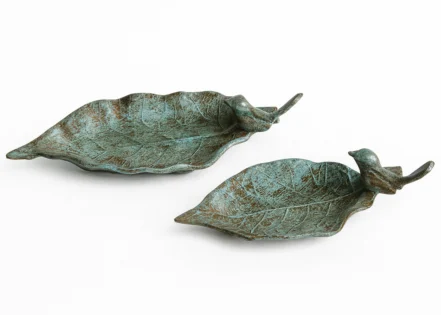 2 PC SET ALUMINIUM RAW PATINA FINISH LEAF TRAY (STH-78-L/STH-78-S)