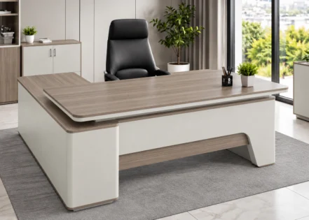 2M EXECUTIVE OFFICE DESK (51NHS019)-ROYAL TEAK/SEAGULL GREY