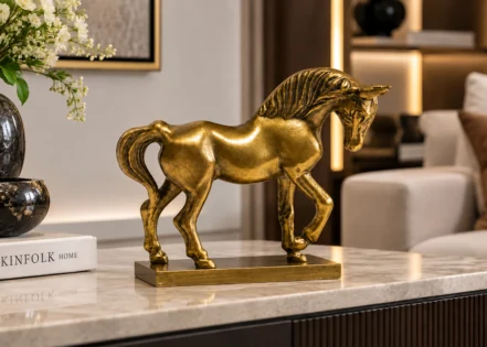 ALUMINIUM RAW ANTIQUE GOLD HORSE (STH-486)
