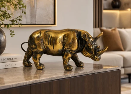 ALUMINIUM RAW ANTIQUE GOLD RHINO (STH-909)