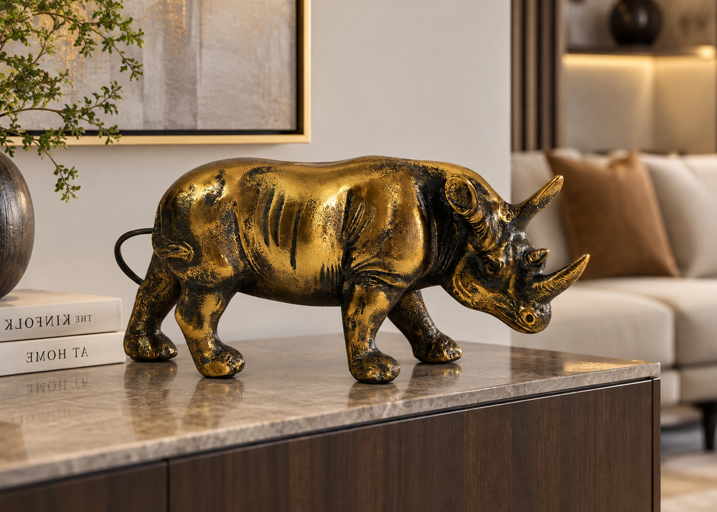 ALUMINIUM RAW ANTIQUE GOLD RHINO (STH-909)