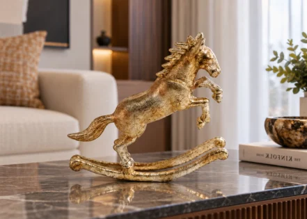 ALUMINIUM RAW BRASS GOLD ROCKING HORSE (STH-721-L)