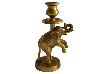 ALUMINIUM RAW OLD BRONZE ELEPHANT CANDLE HOLDER (STH-343-L)