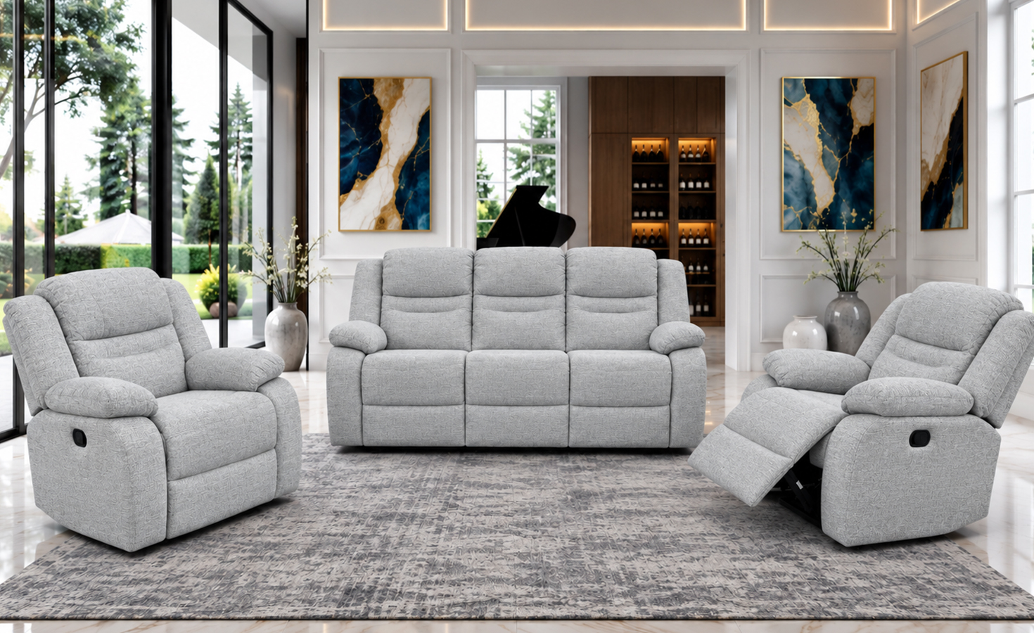 BALI 5 SEATER RECLINER SOFA (3+1+1)-BEIGE