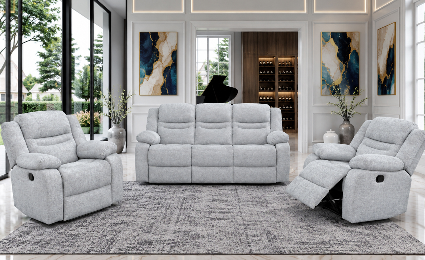 BALI 5 SEATER RECLINER SOFA (3+1+1)-BUFF