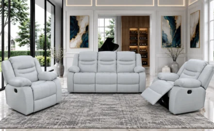 BALI 5 SEATER RECLINER SOFA (3+1+1)-LIGHT GREY