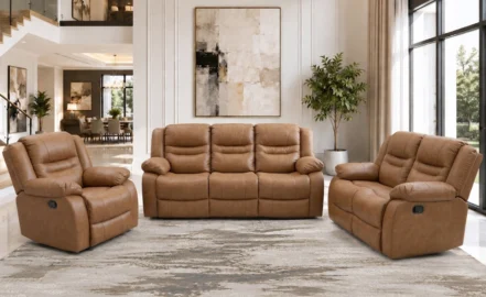 6 SEATER RECLINER SOFA BROWN + NANO CARPET (160 X 235)