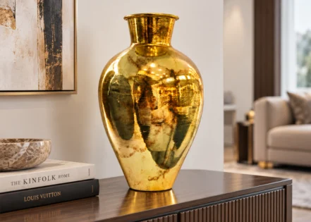 IRON ANTIQUE GOLD FINISH VASE (AAA-481-S)