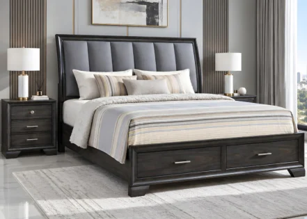 KING SIZE STORAGE BED + 2 NIGHT STANDS (B6580)