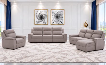 AUSTIN 7 SEATER RECLINER SOFA - GREY