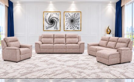 AUSTIN 7 SEATER RECLINER SOFA - LT GREY