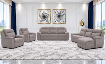 AUSTIN 8 SEATER RECLINER SOFA - GREY