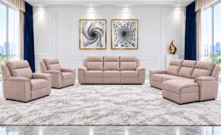 AUSTIN 8 SEATER RECLINER SOFA - LT GREY