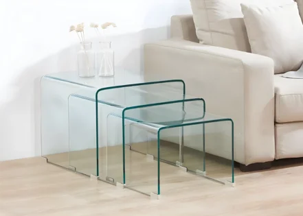 BENT GLASS NEST OF STOOLS-3PC (1201)