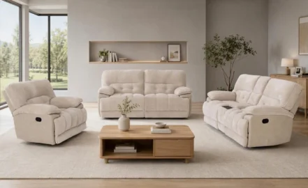 CANTON 6 SEATER RECLINER SOFA-BEIGE