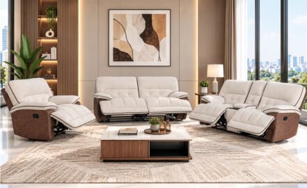 CANTON 6 SEATER RECLINER SOFA-CREAM