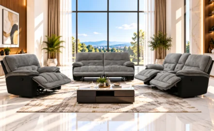 CANTON 6 SEATER RECLINER SOFA-GREY