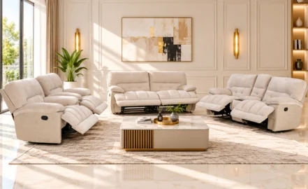 CANTON 7 SEATER RECLINER SOFA-BEIGE