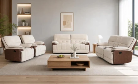 CANTON 7 SEATER RECLINER SOFA-CREAM