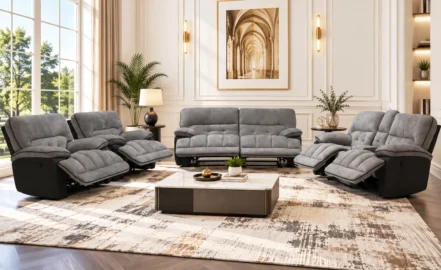 CANTON 7 SEATER RECLINER SOFA-GREY