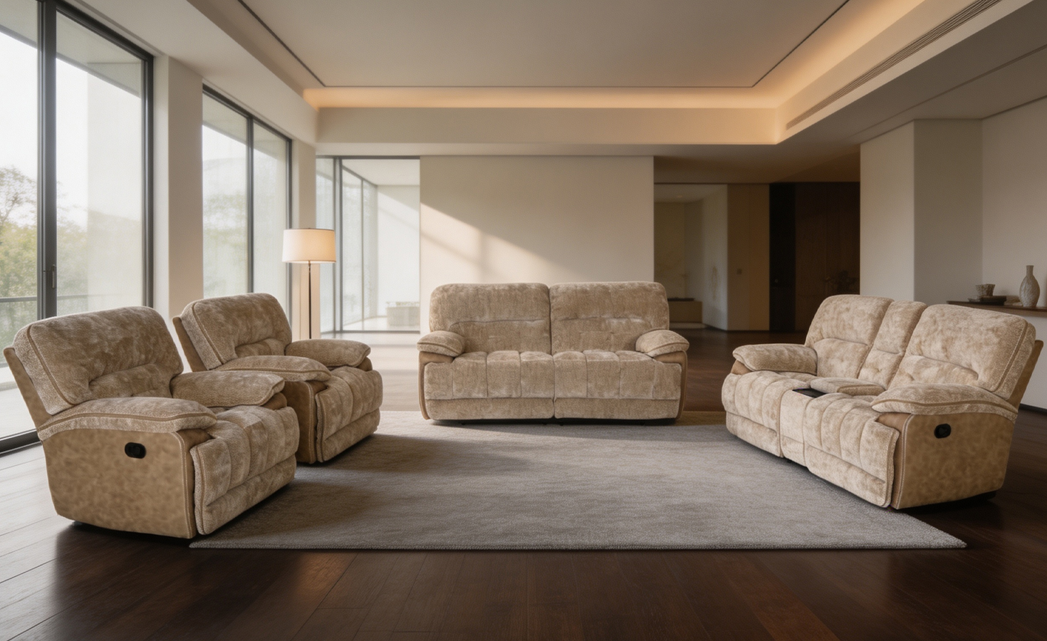 CANTON 7 SEATER RECLINER SOFA-MOCHA