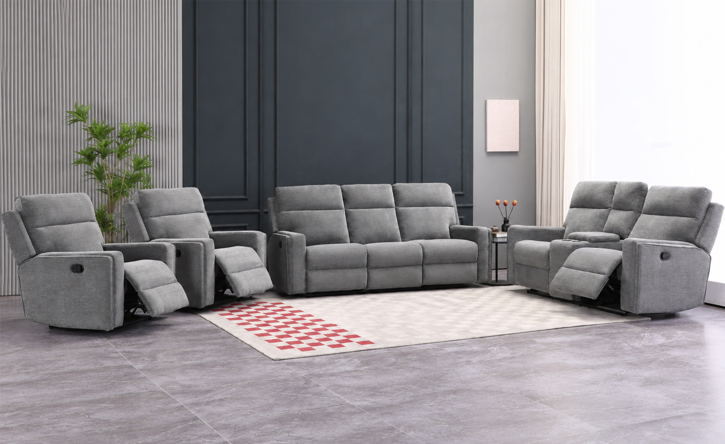 CINATTI 7 SEATER RECLINER SOFA-GREY