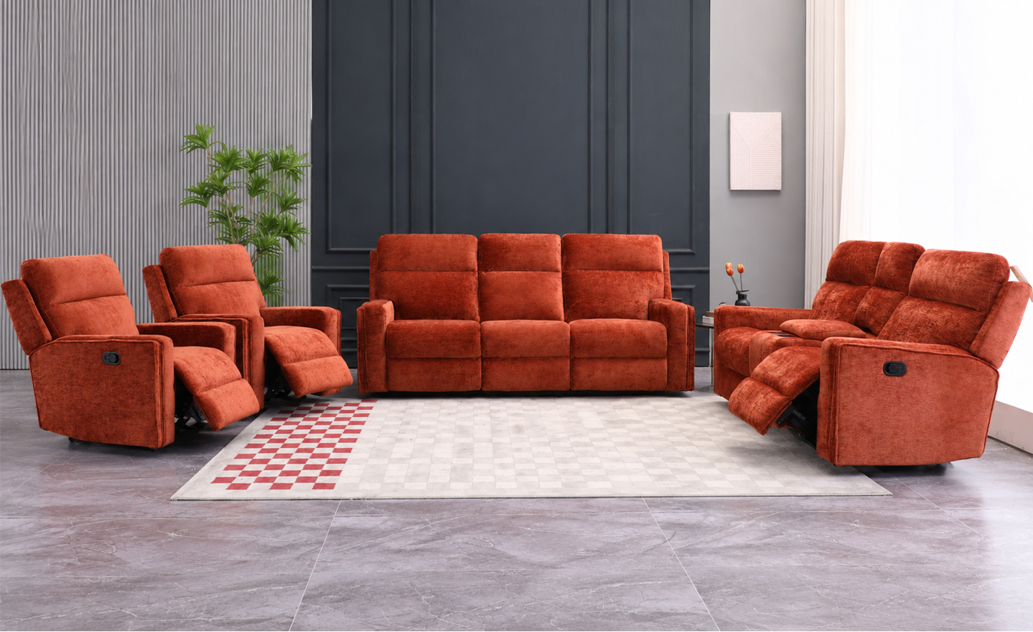 CINATTI 7 SEATER RECLINER SOFA- SUMMER ORANGE