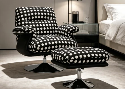 ELDA SWIVEL LOUNGE CHAIR & OTTOMAN SET - BLACK