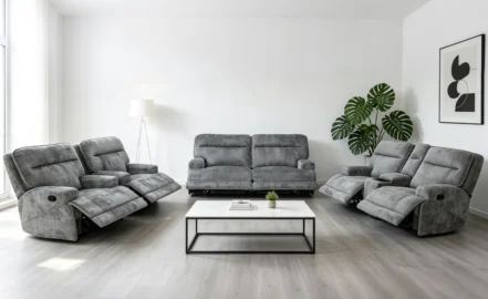 MARTOS 7 SEATER RECLINER SOFA – LT GREY