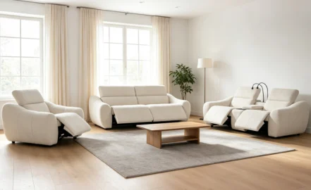 NATUZI 6 SEATER RECLINER SOFA – BEIGE