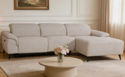 PARMA L-SHAPED CHAISE RECLINER SOFAS - CREAM