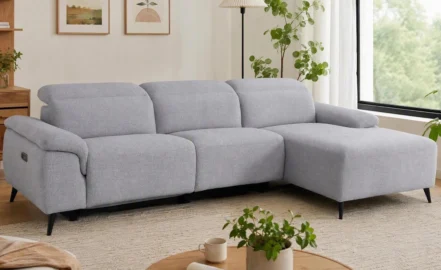 PARMA L-SHAPED CHAISE RECLINER SOFAS - LT GREY